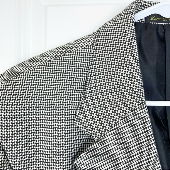 Circle S Western Sport Coat Plano Donegal Jacket Black White Houndstooth 46 R - Picture 2 of 9
